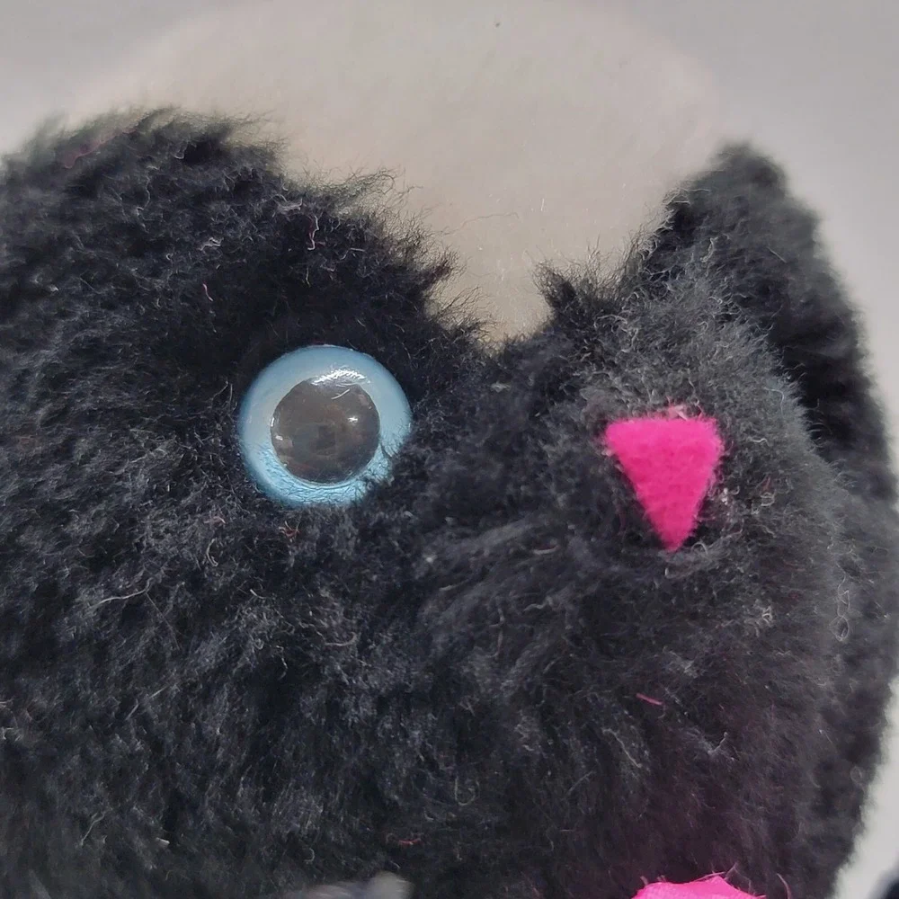 Vintage 1974 Dakin Skunk Plush Blue Eyes Pink Nose & Ribbon - Rare!